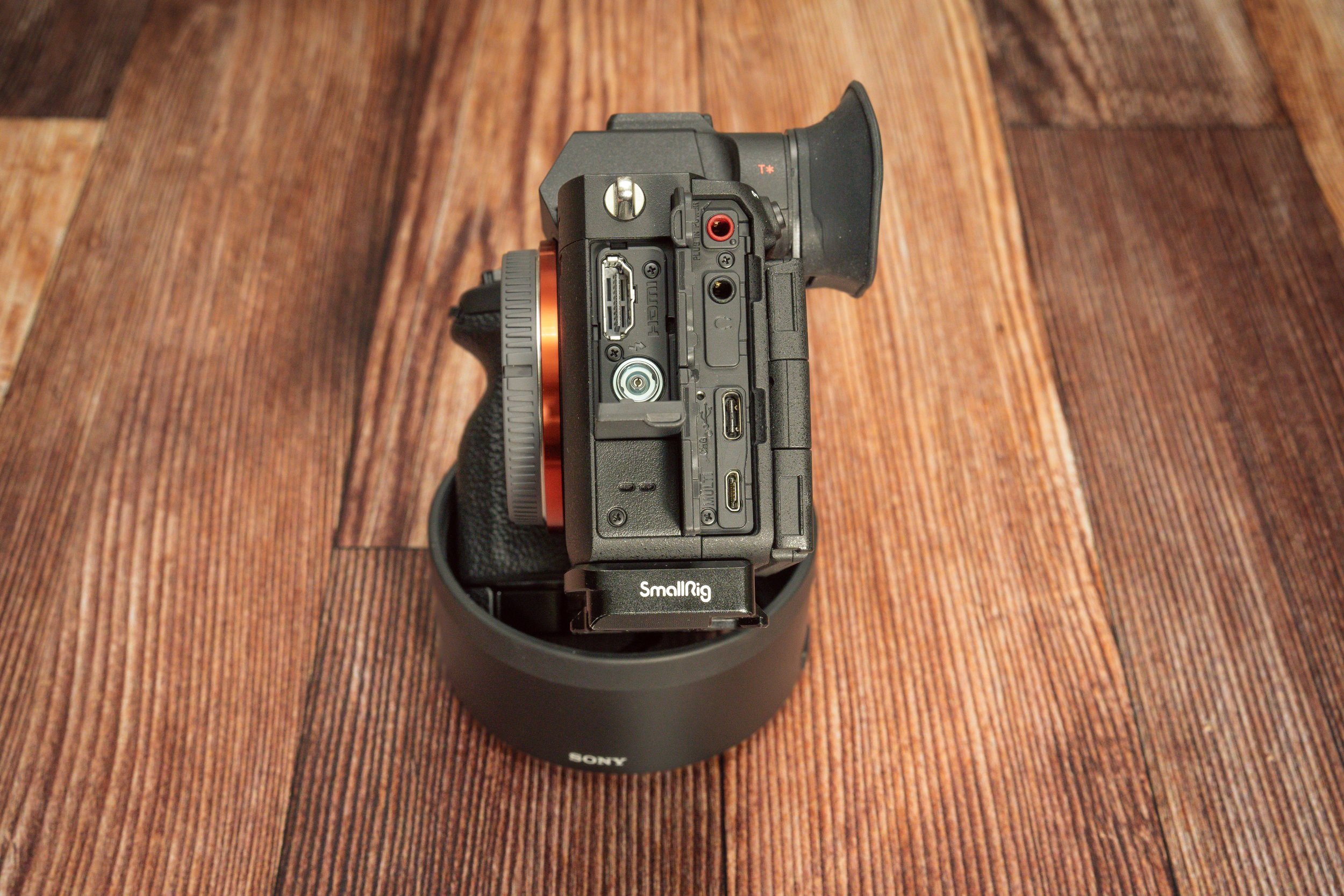 The A7RV's ports are thoughtfully laid out and everything is well weather-sealed. USB-C provides charging, tethering, and image transfer. You can even use it as the world's most over-qualified webcam.